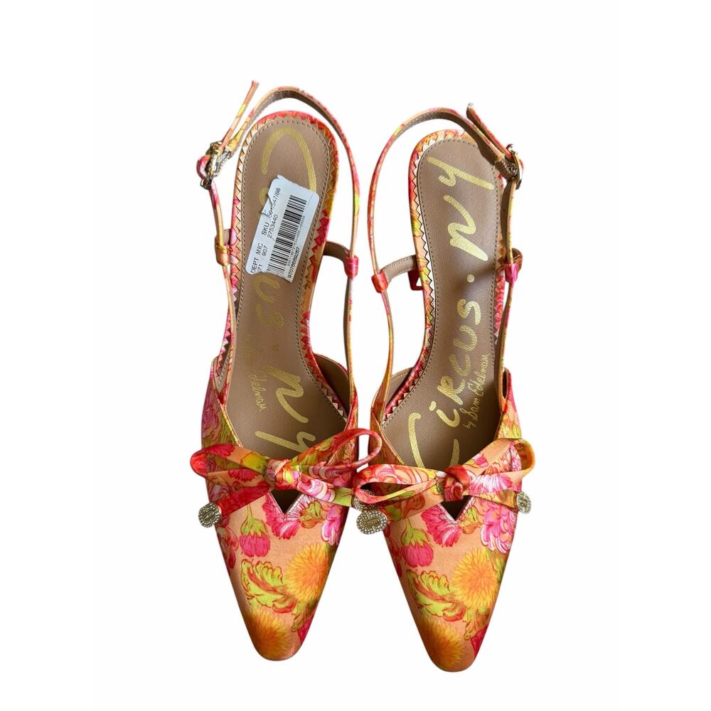 Circus NY Sam Edelman Monica Slingback Heels Floral Bow Satin Sz 8 MEW - Picture 5 of 10